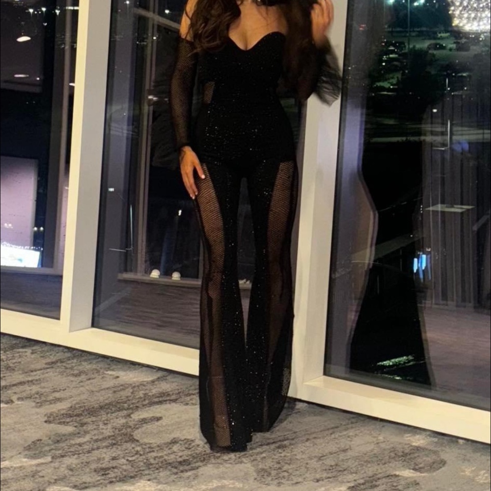 Sheer legs jumpsuit
